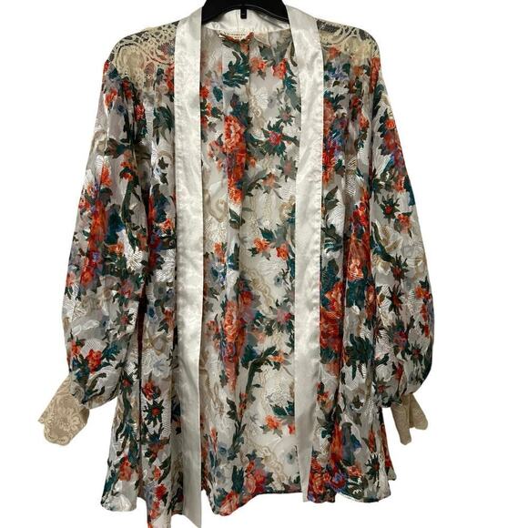 VICTORIA’S SECRET Gold Label Vintage Y2K Lace & Satin Trim Floral Robe Kimono S - Picture 1 of 13